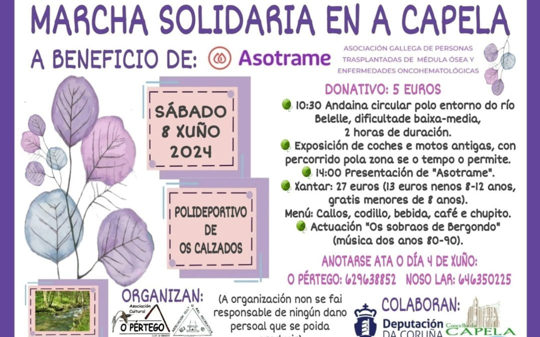 Dos entidades culturales promueven una marcha solidaria en A Capela a beneficio de Asotrame