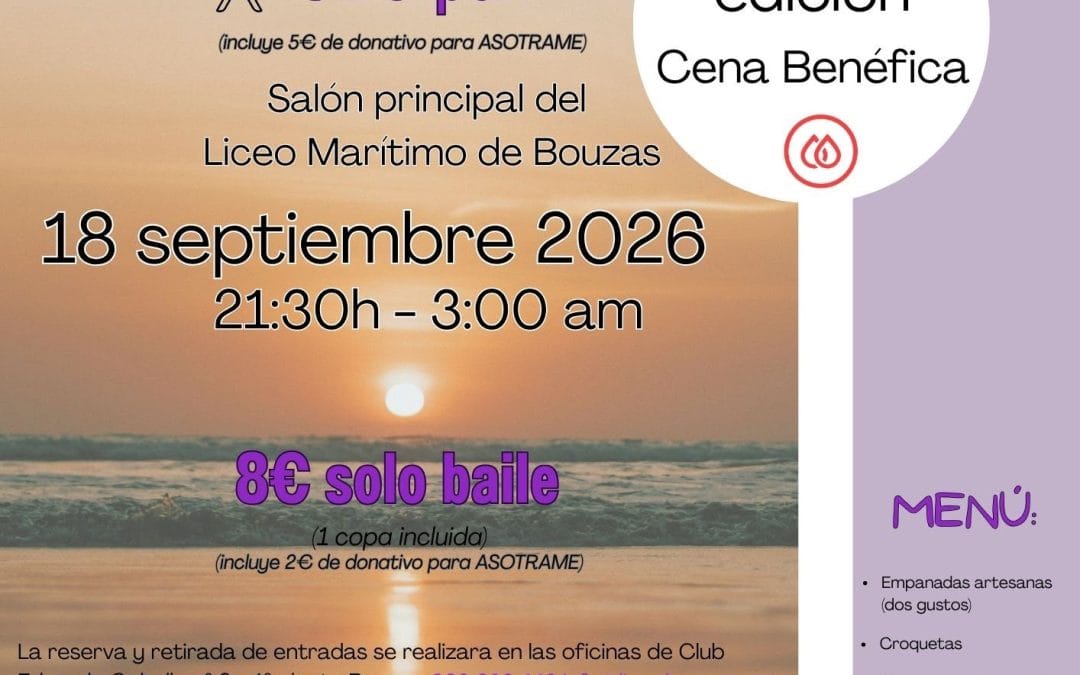 El Liceo Marítimo de Bouzas invita a la ciudadanía a despedir el verano con una cena solidaria a beneficio de Asotrame